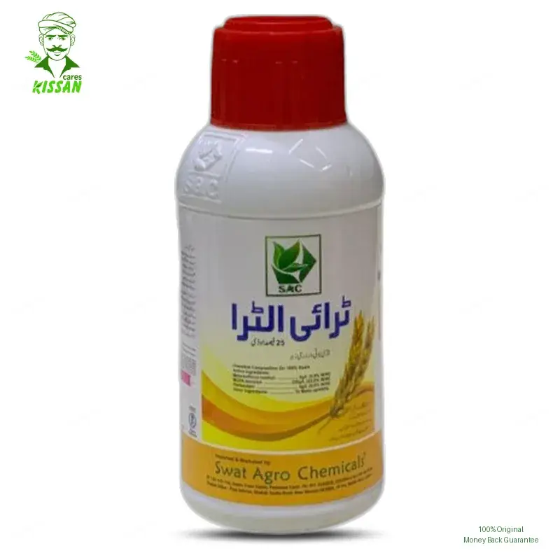 Triultra Mesosulfuron Methyl 0.9 + Florasulum 0.6 + Mcpa 23.5 /herbicide For Broad Leafs And Narrow Leafs 25 OD Weedicide 450ml - Swat Agro Chemicals - Price in Pakistan Today (جڑی بوٹی مار دوا) - Pesticides (Kissan Cares) Price in Pakistan Online | Kissan Cares - Back View Thumbnail