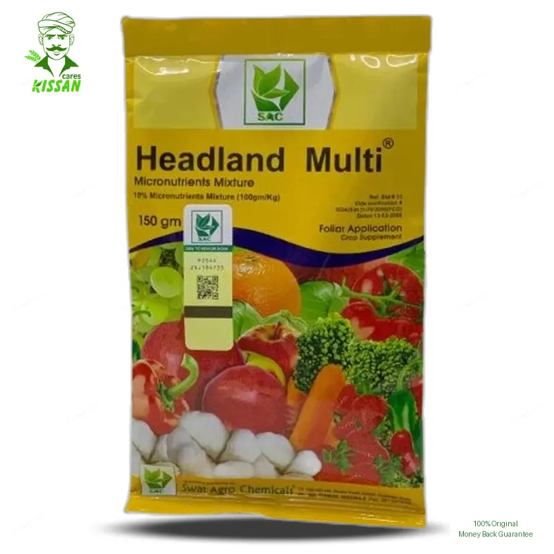 Headland Multi Micronutrients Mixture 10percent Crop Supplement Foliar Application Headland Uk Boron 10gm Copper 10gm Iron 30gm Manganese 10gm Zinc 40gm Ec Chelated Fertilizer 150gm - Swat Agro Chemicals - Price In Pakistan Today پودے کی نشوونما کے لئے - Pesticides (Headland Multi Micronutrients price) Price in Pakistan Online | Kissan Cares
