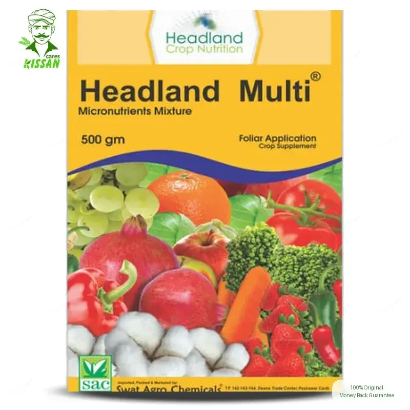 (تل) Headland Multi Micronutrients Mixture 10% Crop Supplement Foliar Application Headland Uk Boron 10gm Copper 10gm Iron 30gm Manganese 10gm Zinc 40gm Ec Chelated Fertilizer 500gm - Swat Agro Chemicals - Pesticides (Fertilizer prices Pakistan) Price in Pakistan Online | Kissan Cares - Application View Thumbnail