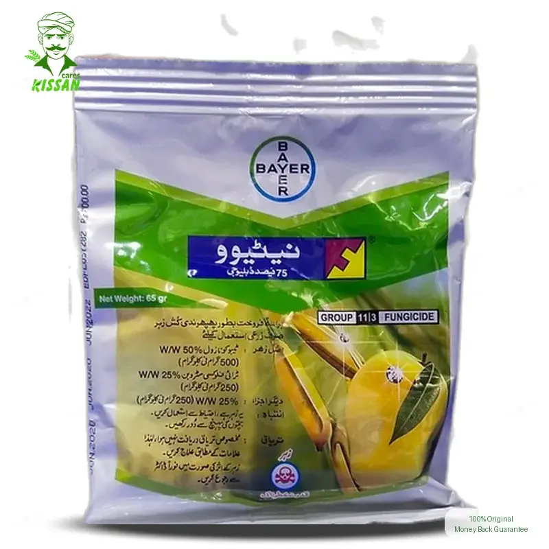 Tebuconazole + Trifloxystrobin 75WG Fungicide 65gm - BAYER - Price in Pakistan Today (اللی م - Pesticides (Kissan Cares) Price in Pakistan Online | Kissan Cares - Label Detail Thumbnail