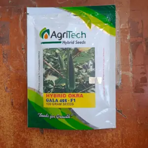 Gala 455 Okra Bhindi Agritech Green F1 Hybrid Gold Hybrid Seed 100gm - GreenGold Agri Seeds - Price in Pakistan Today (بھنڈی) - Hybrid Seeds (Hybrid seeds Pakistan) Price in Pakistan Online | Kissan Cares - Back View