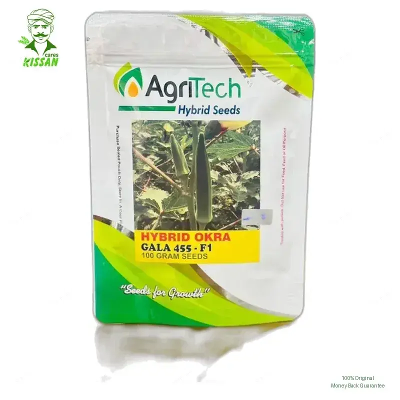 Gala 455 Okra Bhindi Agritech Green F1 Hybrid Gold Hybrid Seed 100gm - Greengold Agri Seeds - Price In Pakistan Today (بھنڈی) - Hybrid Seeds (Gala 455 Okra seeds price) Price in Pakistan Online | Kissan Cares - Back View Thumbnail