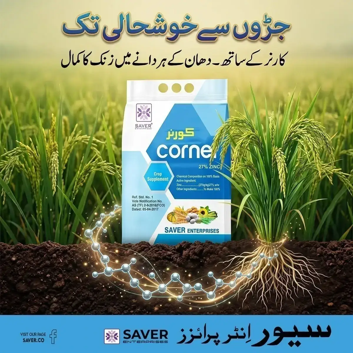 (زنک 27 فیصد) Corner Zinc 27 Percent Crop Supplement Zinc Sulfate Zn Micronutrients (zincstar Fmc) 3kg - Saver Enterprises - Pesticides (Corner Zinc 27 percent price Pakistan) Price in Pakistan Online | Kissan Cares - Label Detail Thumbnail