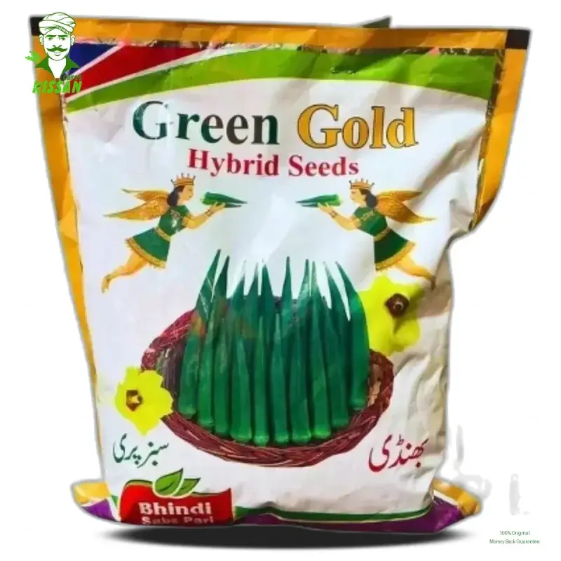 (بھنڈی) Sabz Pari Bhindi Seeds Okra Seeds For Farming | Lady Finger Hybrid Seed 1kg - Greengold Agri Seeds - Seeds (Hybrid seeds Pakistan) Price in Pakistan Online | Kissan Cares - Back View Thumbnail